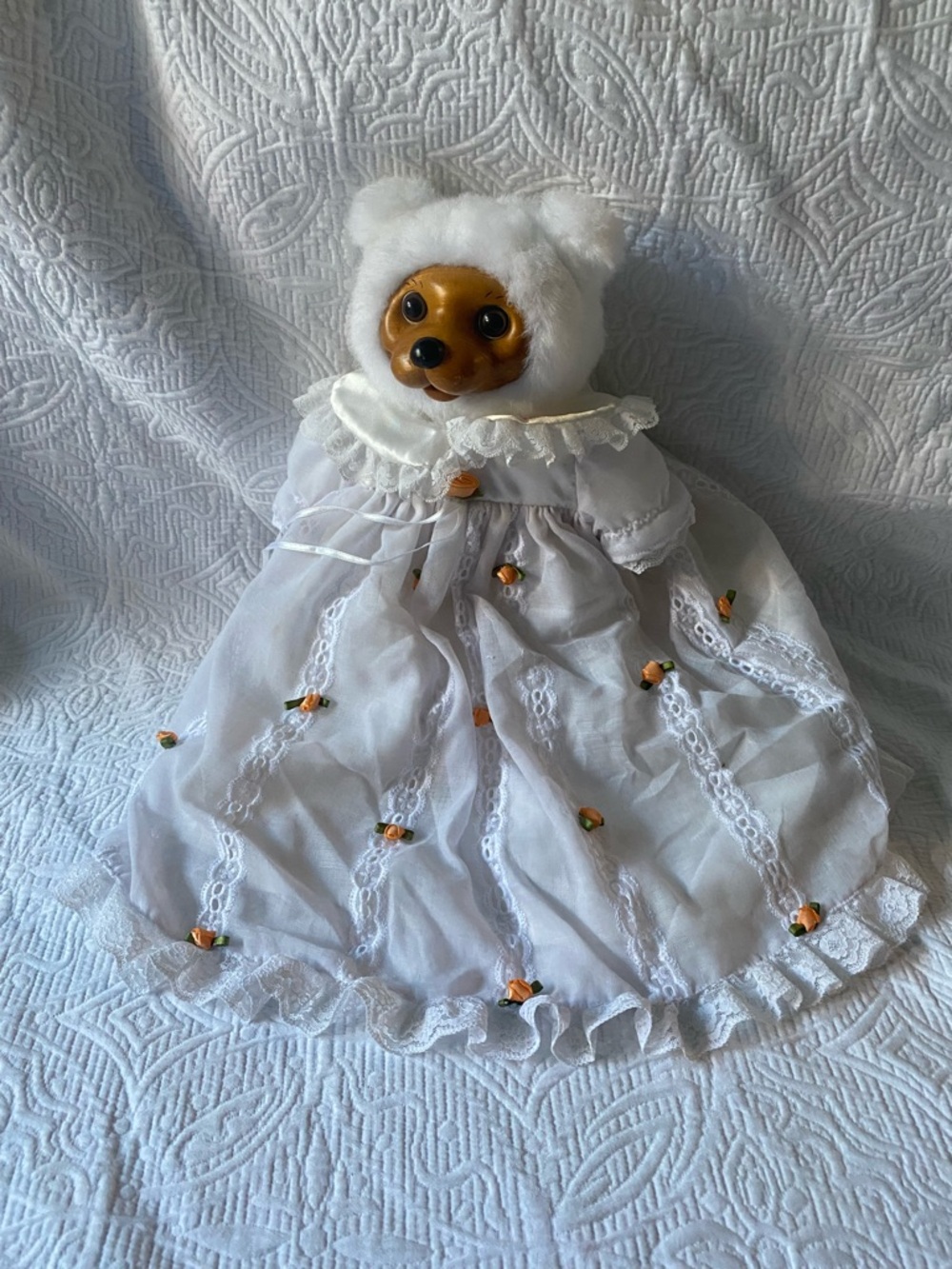 Vintage 90s Raikes Bears (Applause) Doll in White Lace Dress